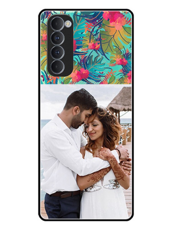 Custom Oppo Reno 4 Pro Photo Printing on Glass Case  - Watercolor Floral Design