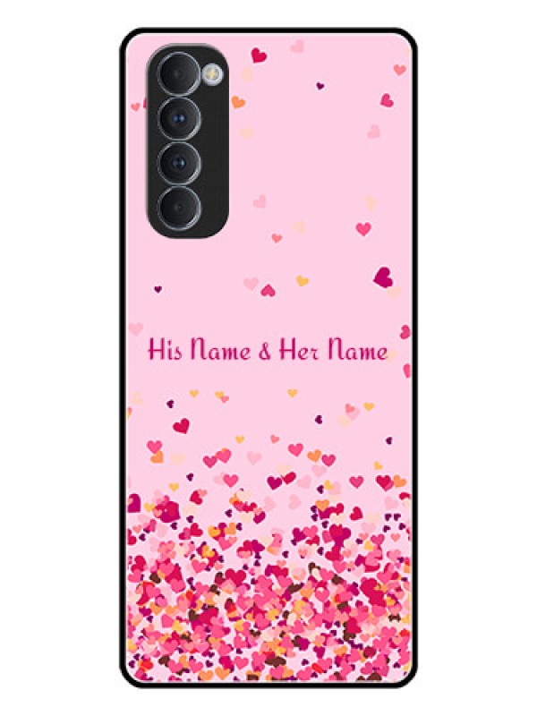 Custom Oppo Reno 4 Pro Photo Printing on Glass Case - Floating Hearts Design