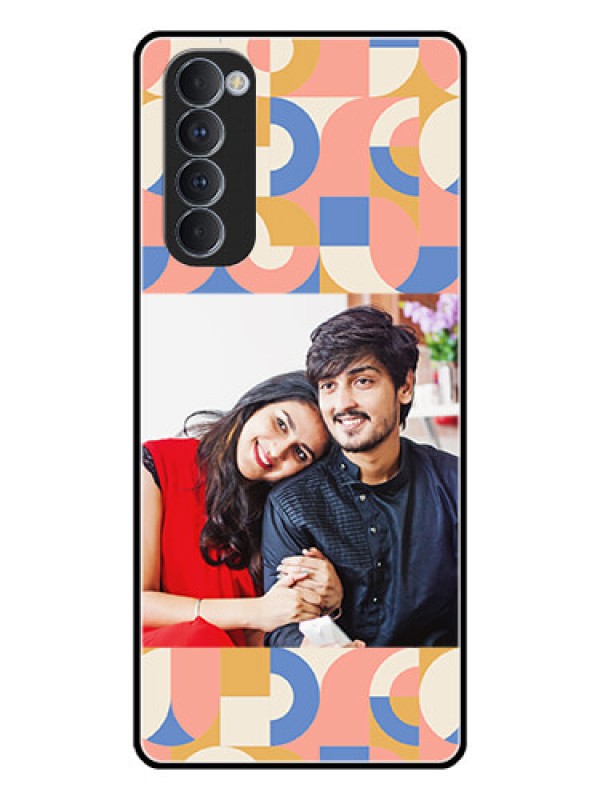 Custom Oppo Reno 4 Pro Photo Printing on Glass Case - Semi-circle Maze Pattern Design