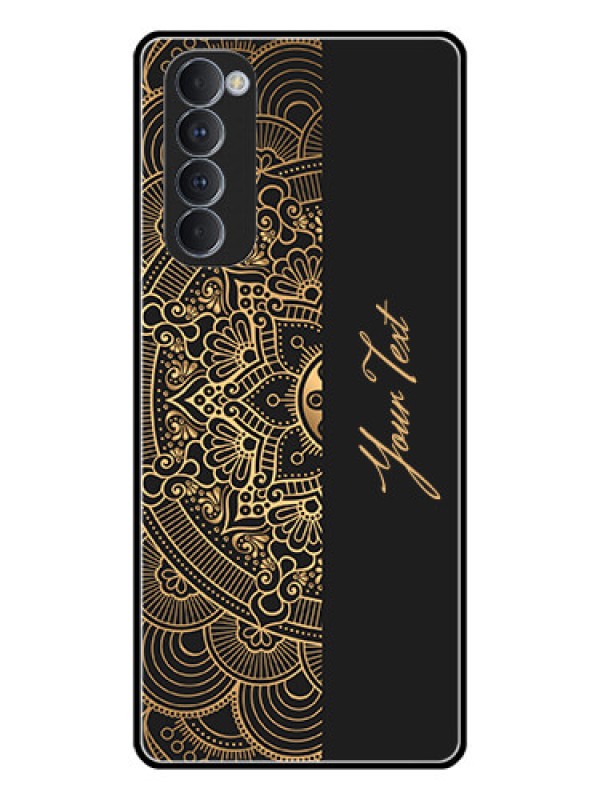 Custom Oppo Reno 4 Pro Photo Printing on Glass Case - Mandala art with custom text Design