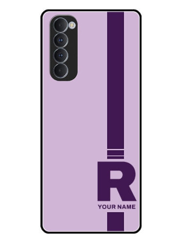 Custom Oppo Reno 4 Pro Photo Printing on Glass Case - Simple dual tone stripe with name Design