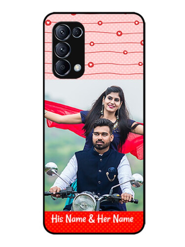 Custom Reno 5 Pro 5G Personalized Glass Phone Case  - Red Pattern Case Design