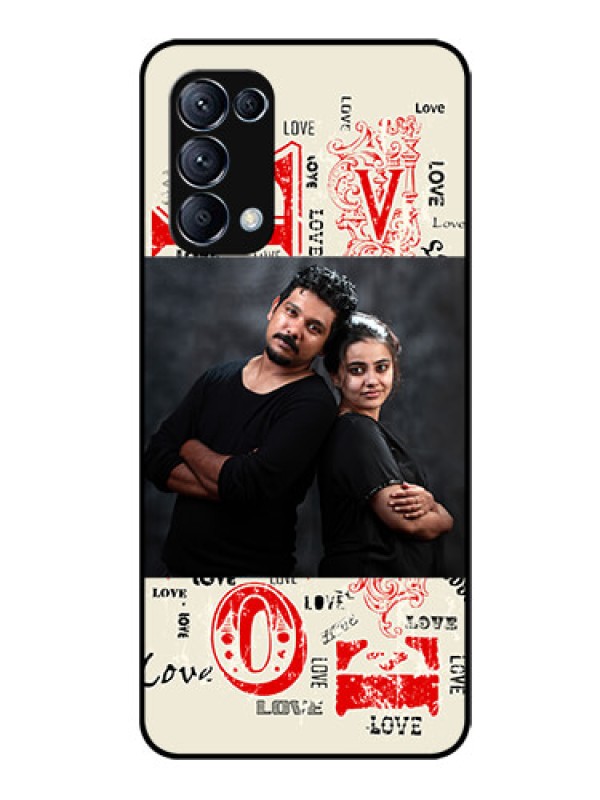 Custom Reno 5 Pro 5G Photo Printing on Glass Case  - Trendy Love Design Case