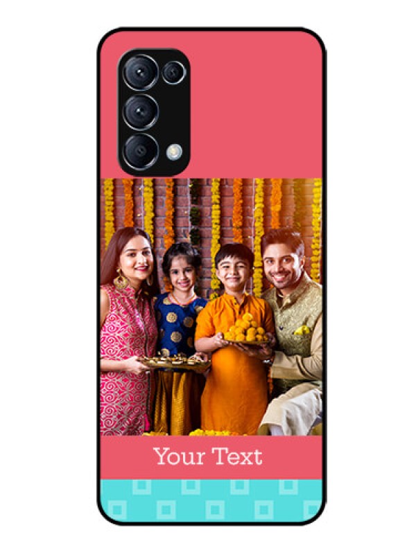 Custom Reno 5 Pro 5G Personalized Glass Phone Case  - Peach & Blue Color Design