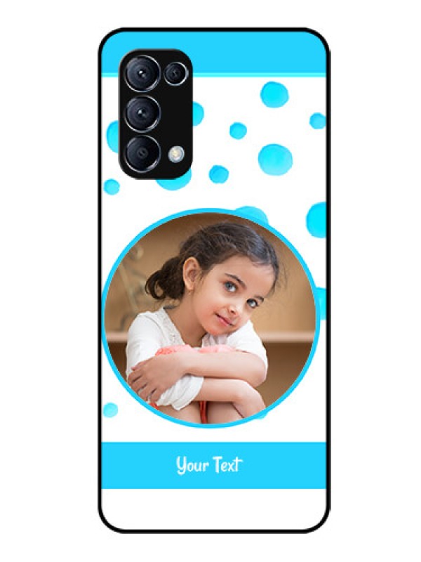 Custom Reno 5 Pro 5G Photo Printing on Glass Case  - Blue Bubbles Pattern Design