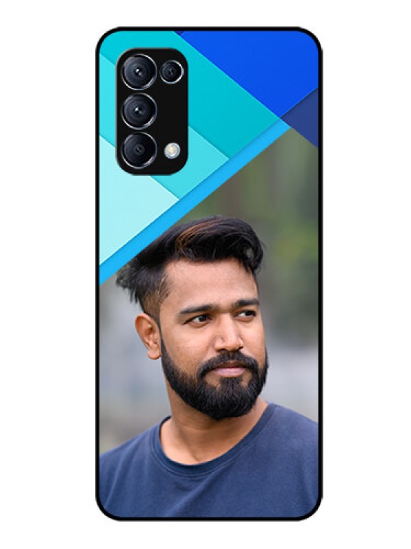 Custom Reno 5 Pro 5G Custom Glass Phone Case  - Blue Pattern Design