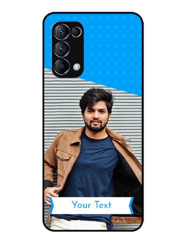 Custom Reno 5 Pro 5G Photo Printing on Glass Case  - Simple Blue Color Design