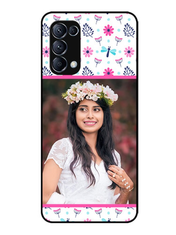 Custom Reno 5 Pro 5G Photo Printing on Glass Case  - Colorful Flower Design