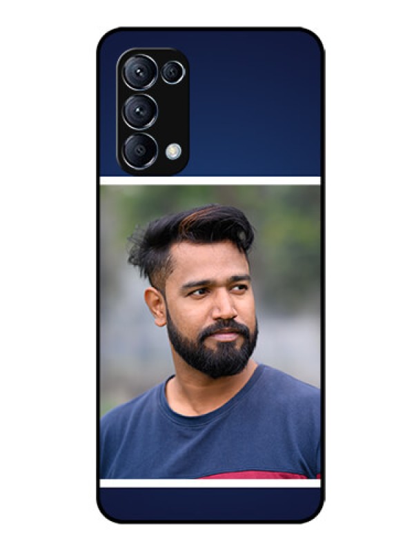 Custom Reno 5 Pro 5G Personalized Glass Phone Case  - Simple Royal Blue Design