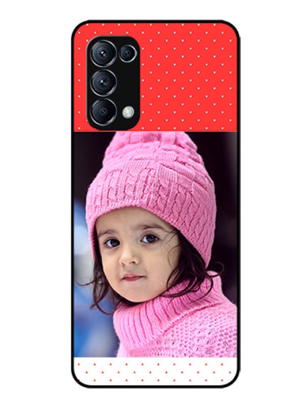Custom Reno 5 Pro 5G Photo Printing on Glass Case  - Red Pattern Design