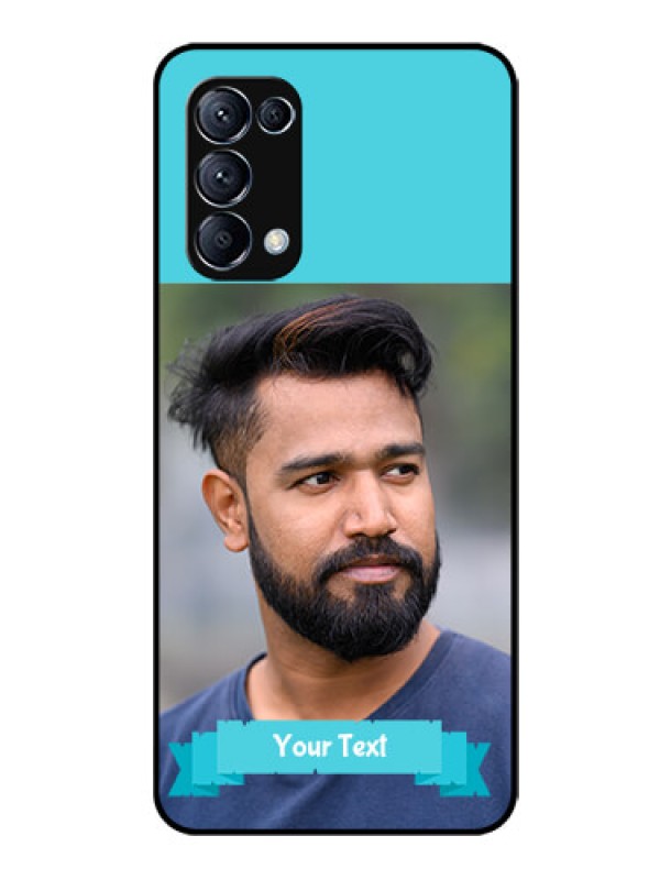 Custom Reno 5 Pro 5G Personalized Glass Phone Case  - Simple Blue Color Design