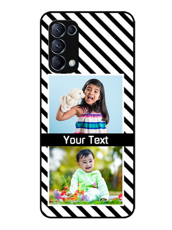 Custom Reno 5 Pro 5G Photo Printing on Glass Case  - Black And White Stripes Design