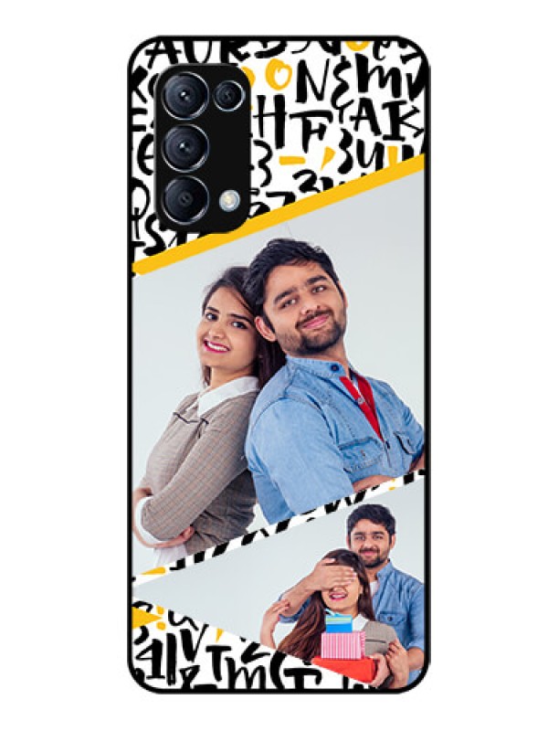 Custom Reno 5 Pro 5G Custom Glass Mobile Case  - Letters Pattern Design