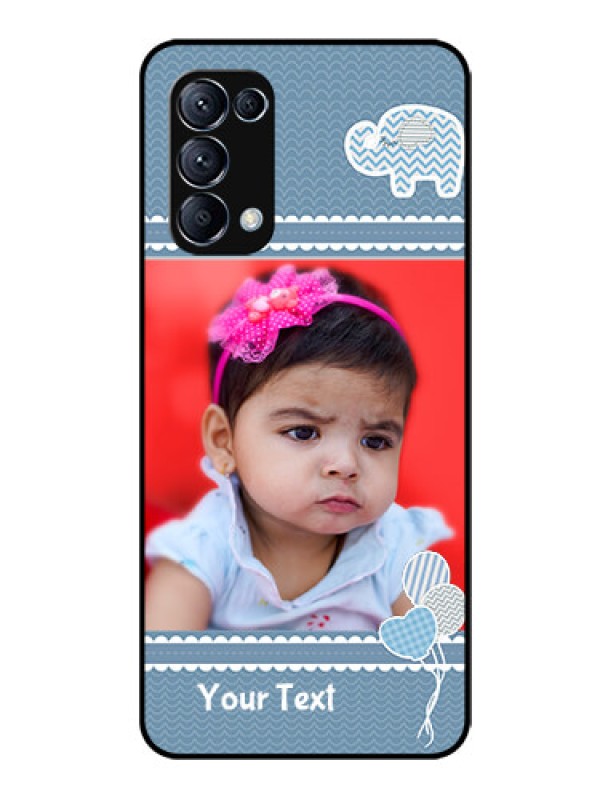 Custom Reno 5 Pro 5G Photo Printing on Glass Case  - with Kids Pattern Design