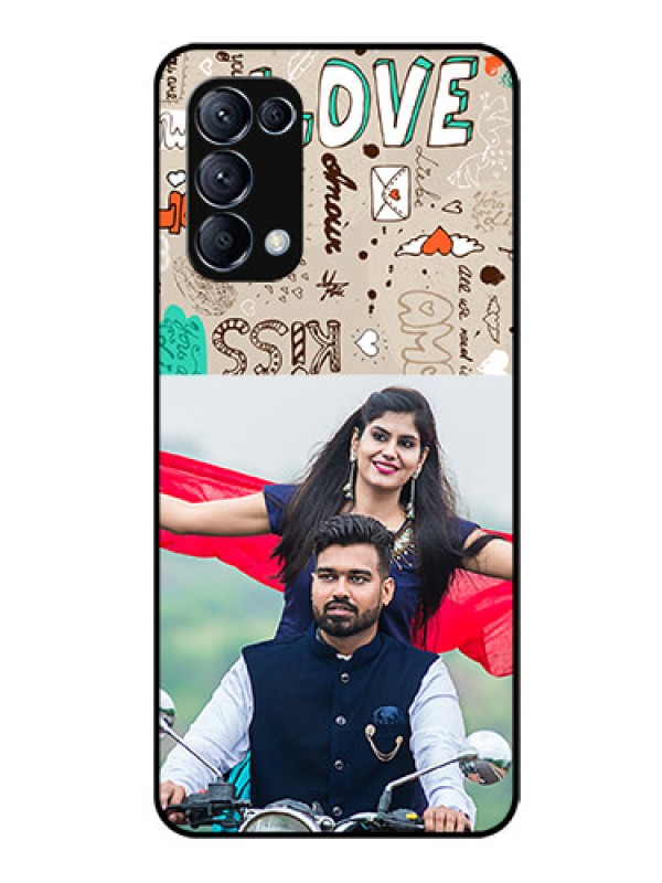 Custom Reno 5 Pro 5G Custom Glass Phone Case  - Love Doodle Pattern 