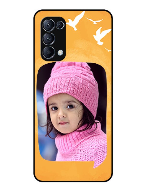 Custom Reno 5 Pro 5G Personalized Glass Phone Case  - Water Color Design with Bird Icons