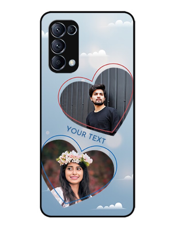 Custom Reno 5 Pro 5G Custom Glass Mobile Case  - Blue Color Couple Design 