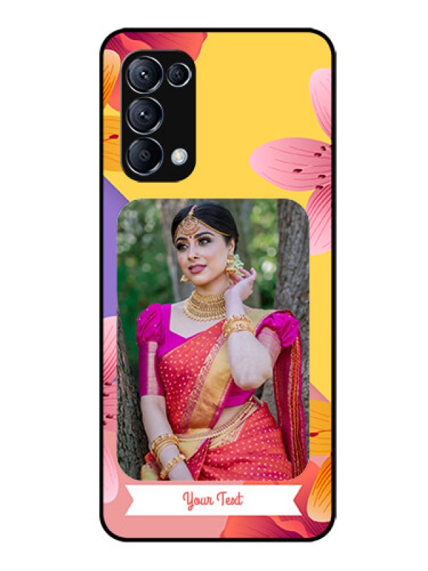 Custom Reno 5 Pro 5G Custom Glass Mobile Case  - 3 Image With Vintage Floral Design