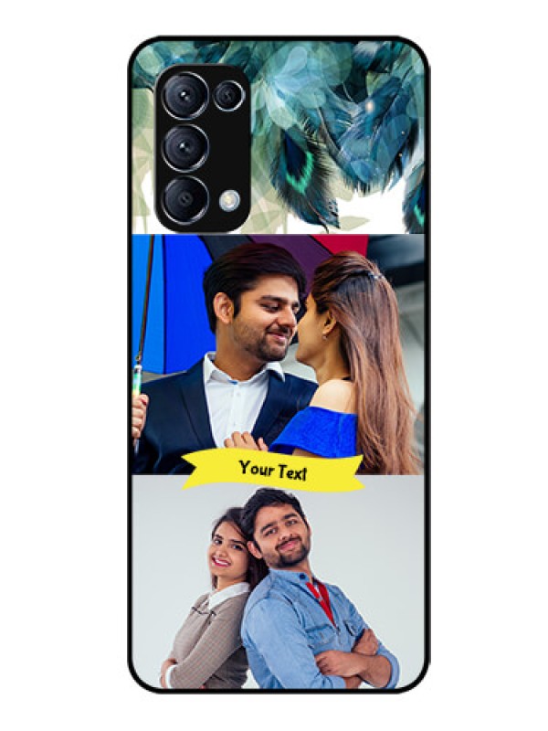 Custom Reno 5 Pro 5G Personalized Glass Phone Case  - Image with Boho Peacock Feather Design