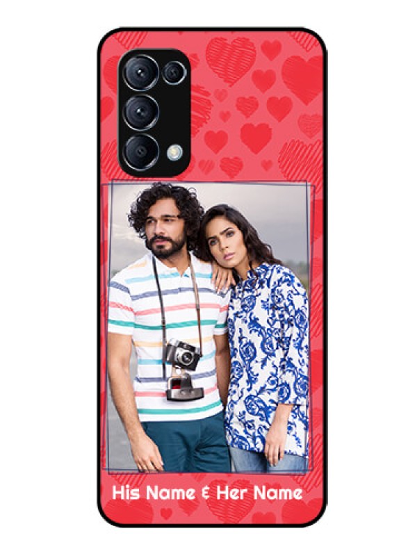 Custom Reno 5 Pro 5G Photo Printing on Glass Case  - with Red Heart Symbols Design