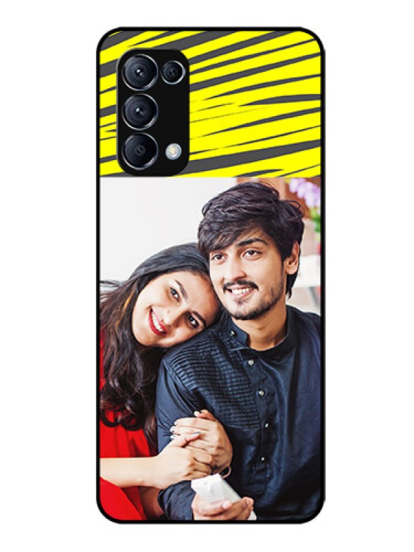Custom Reno 5 Pro 5G Photo Printing on Glass Case  - Yellow Abstract Design