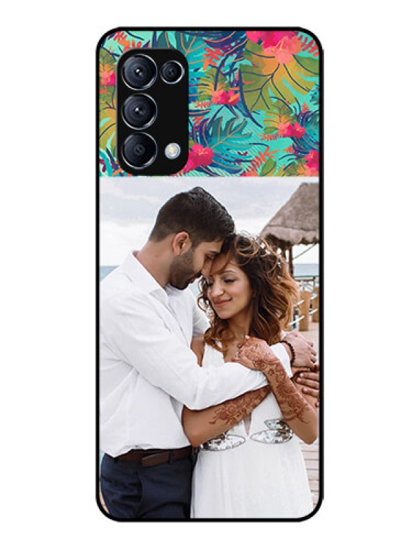Custom Reno 5 Pro 5G Photo Printing on Glass Case  - Watercolor Floral Design
