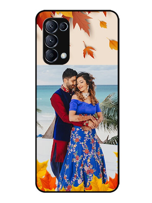 Custom Reno 5 Pro 5G Photo Printing on Glass Case  - Autumn Maple Leaves Design
