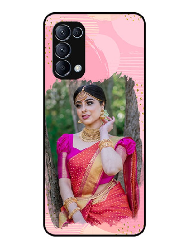 Custom Reno 5 Pro 5G Personalized Glass Phone Case  - Gold Glitter Splash Design