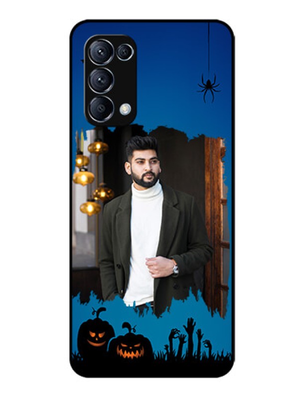 Custom Reno 5 Pro 5G Photo Printing on Glass Case  - with pro Halloween design 