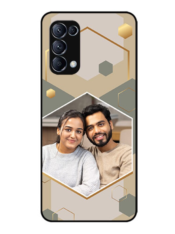 Custom Oppo Reno 5 Pro 5G Photo Printing on Glass Case - Stylish Hexagon Pattern Design