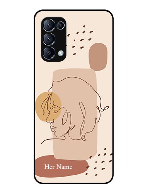 Custom Oppo Reno 5 Pro 5G Photo Printing on Glass Case - Calm Woman line art Design