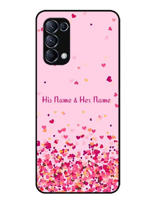 Custom Oppo Reno 5 Pro 5G Photo Printing on Glass Case - Floating Hearts Design