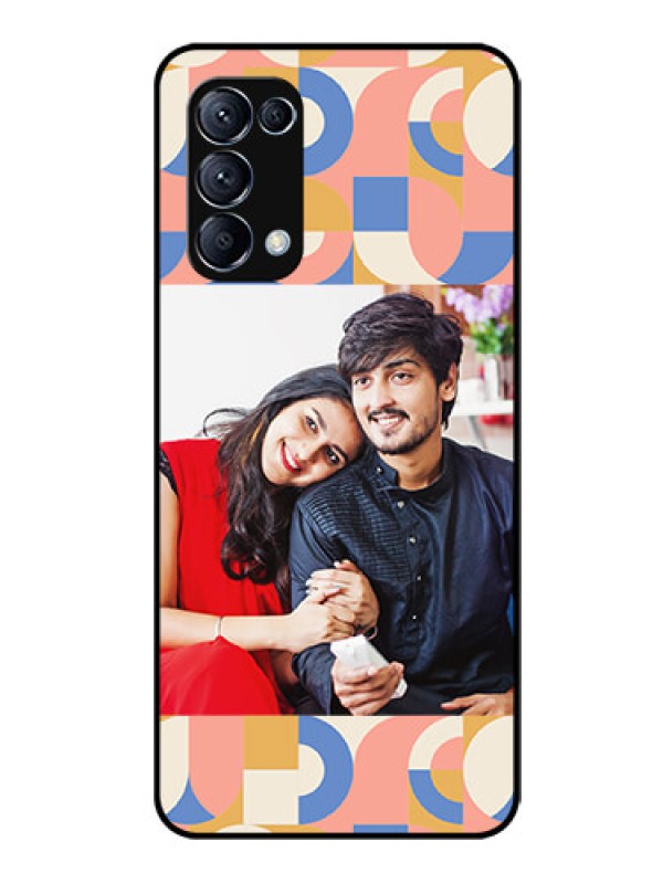 Custom Oppo Reno 5 Pro 5G Photo Printing on Glass Case - Semi-circle Maze Pattern Design