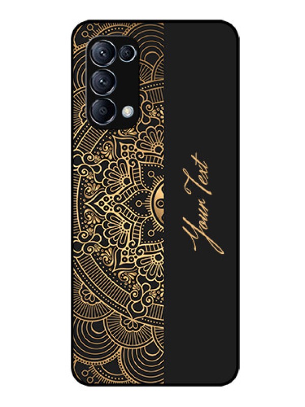Custom Oppo Reno 5 Pro 5G Photo Printing on Glass Case - Mandala art with custom text Design