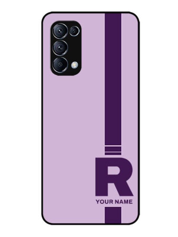 Custom Oppo Reno 5 Pro 5G Photo Printing on Glass Case - Simple dual tone stripe with name Design