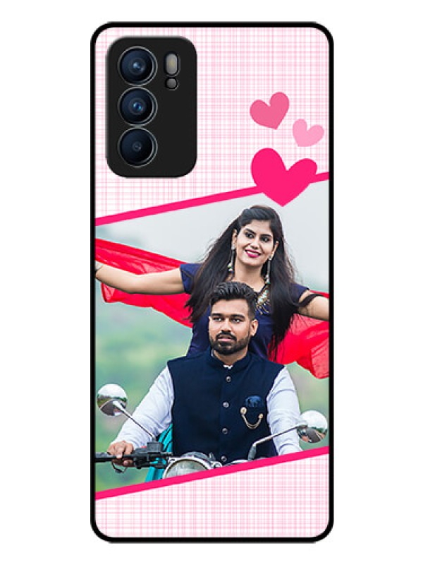 Custom Reno 6 5G Custom Glass Phone Case - Love Shape Heart Design