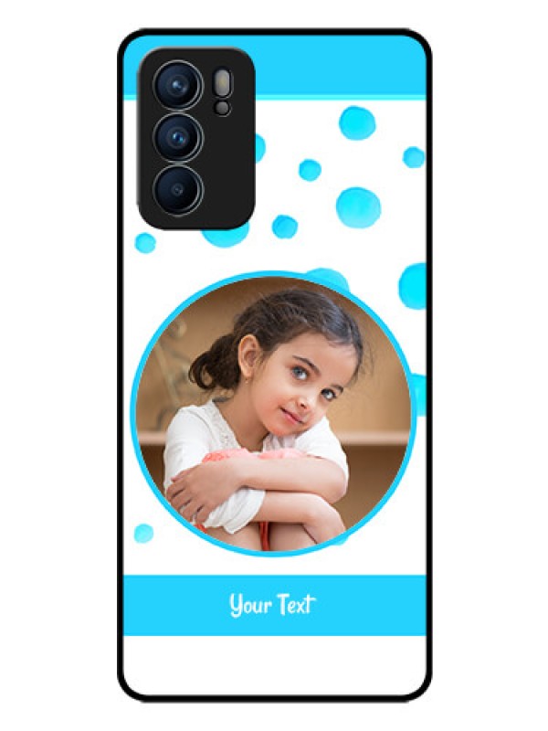 Custom Reno 6 5G Photo Printing on Glass Case - Blue Bubbles Pattern Design