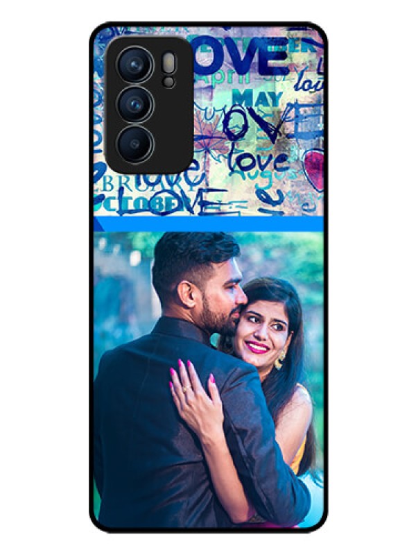Custom Reno 6 5G Custom Glass Mobile Case - Colorful Love Design