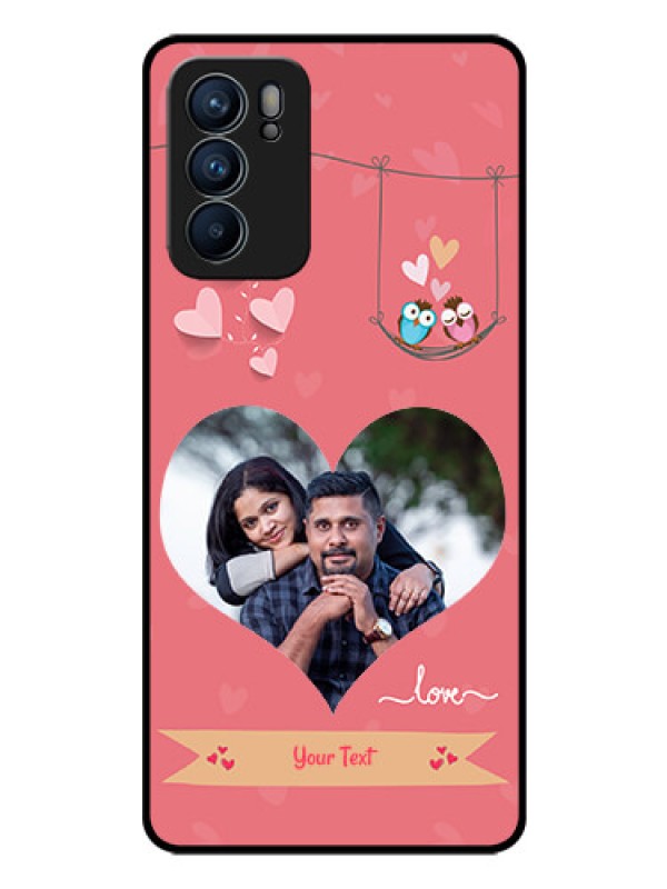 Custom Reno 6 5G Personalized Glass Phone Case - Peach Color Love Design 