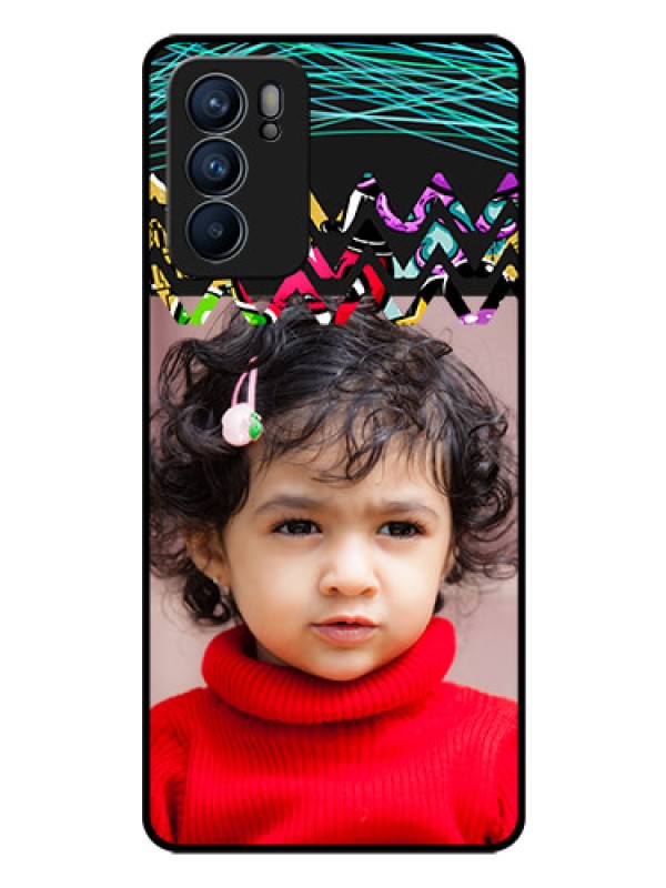 Custom Reno 6 5G Personalized Glass Phone Case - Neon Abstract Design