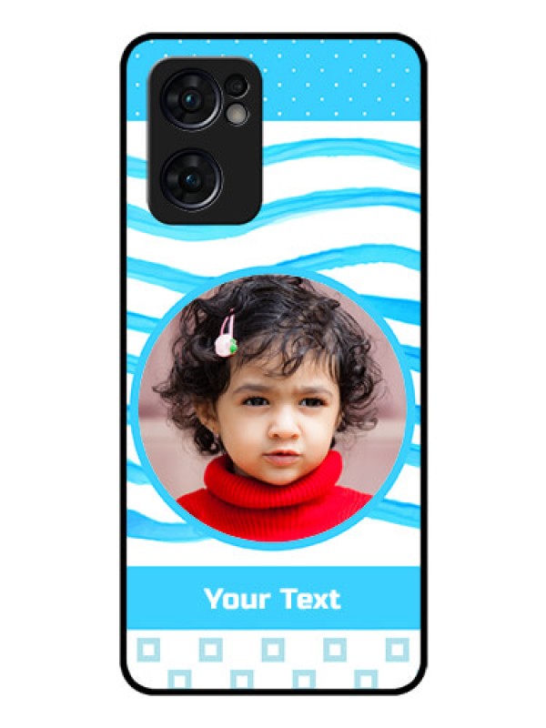 Custom Reno 7 5G Custom Glass Phone Case - Simple Blue Case Design