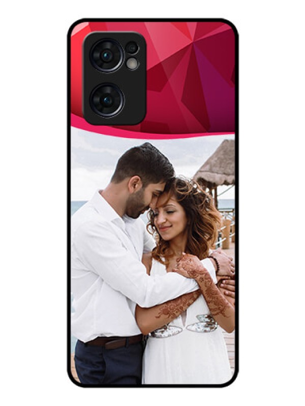 Custom Reno 7 5G Custom Glass Mobile Case - Red Abstract Design