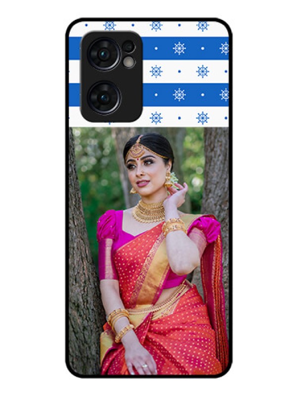 Custom Reno 7 5G Photo Printing on Glass Case - Snow Pattern Design