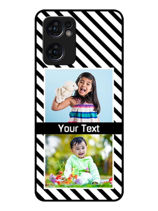 Custom Reno 7 5G Photo Printing on Glass Case - Black And White Stripes Design