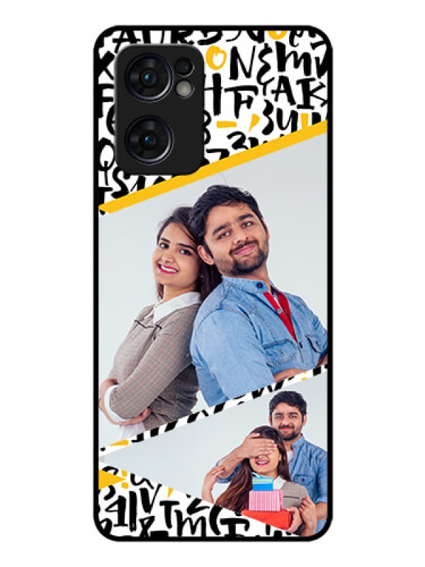 Custom Reno 7 5G Custom Glass Mobile Case - Letters Pattern Design