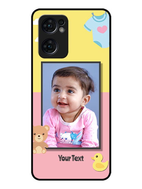 Custom Reno 7 5G Photo Printing on Glass Case - Kids 2 Color Design