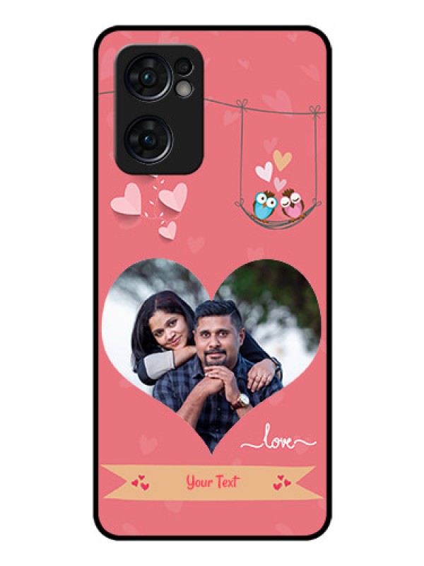 Custom Reno 7 5G Personalized Glass Phone Case - Peach Color Love Design