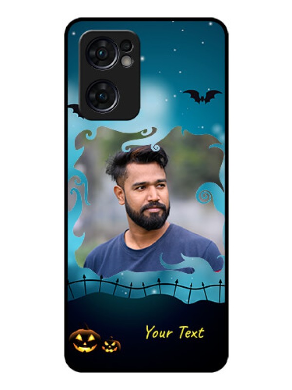 Custom Reno 7 5G Custom Glass Phone Case - Halloween frame design