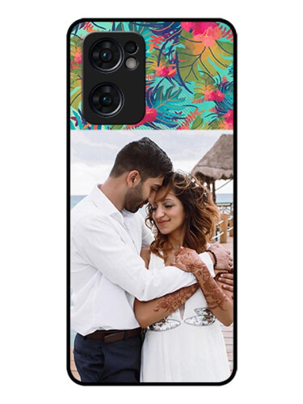 Custom Reno 7 5G Photo Printing on Glass Case - Watercolor Floral Design