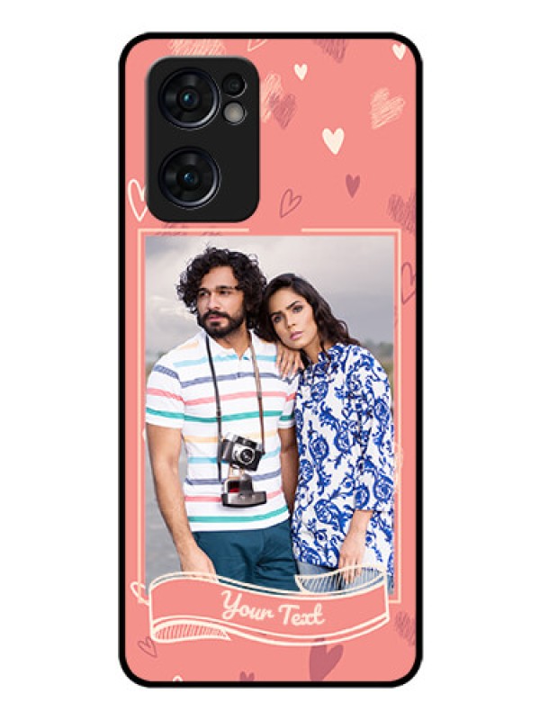Custom Reno 7 5G Custom Glass Phone Case - Love doodle art Design